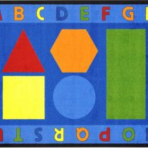 A child rug with shapes and alphabet around the edge