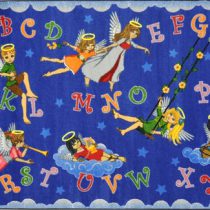 A child rug with angels and alphabets