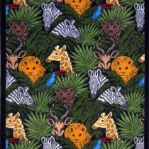 A child rug with animals hiding in the jungle.