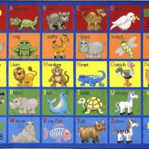 A child rug with animals and aphabets