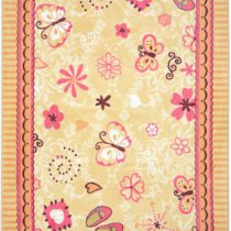A child rug with hearts and flowers and butterfly's.