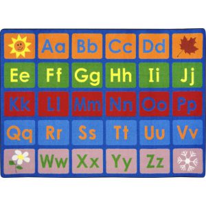 A rug with the alphabet in upper and lower case