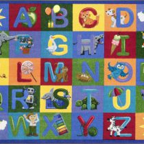 A fun educational kids rug with alphabet and animals.