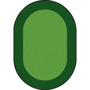A green oval rug