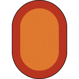 An orange oval rug