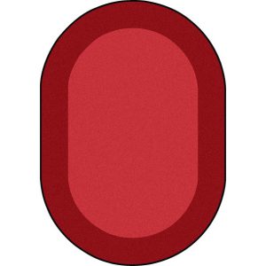 A red oval rug