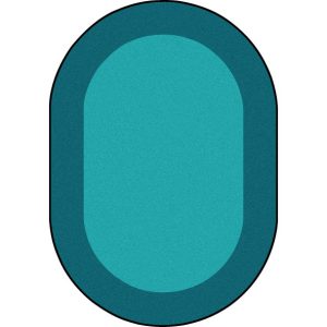 A teal oval rug