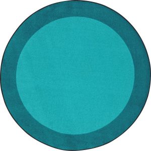 A teal round rug